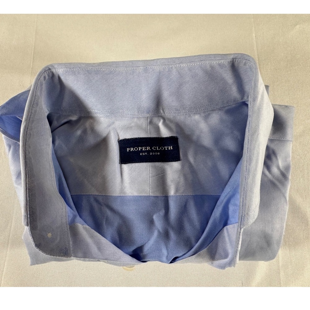 Proper Cloth Mens Light Blue Twill Long Sleeve Button Down Shirt. $200 Reta